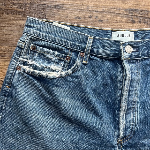 Agolde Womens Reese Blue Denim Cut Off Shorts Button Fly 100% Cotton Size 31 - Picture 2 of 10